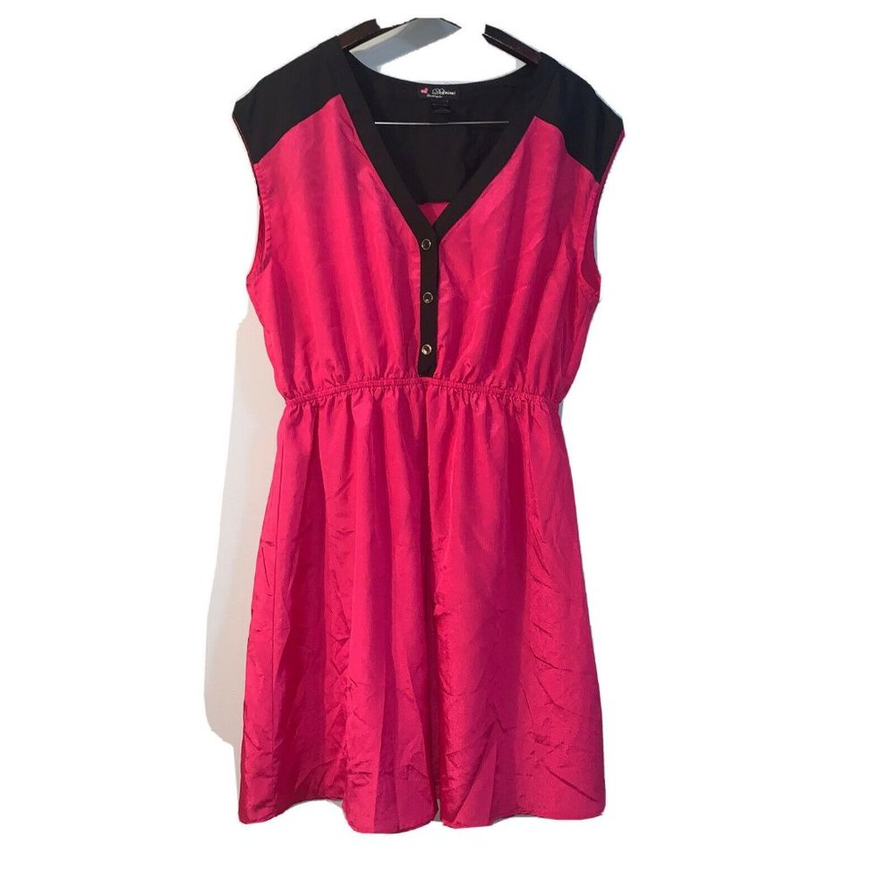 NWOT Love Delirious Los Angeles Hot Pink Sleeveless Button Blouson Dress Size 2X
